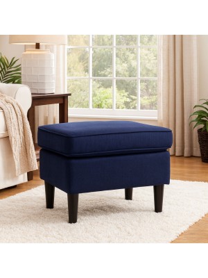Vista ambientata Pouf da Salotto per poltrona in tessuto colore Blu modello Lilibet Totò Piccinni