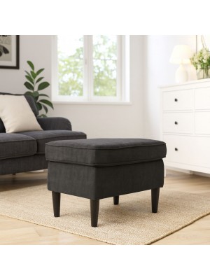 Vista ambientata Pouf da Salotto per poltrona in tessuto colore Grigio Scuro modello Lilibet Totò Piccinni