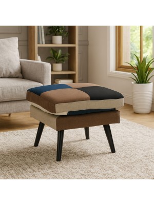 Vista ambientata Pouf imbottito in Tessuto colore Patchwork Moon Totò Piccinni