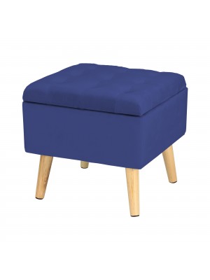 Totò Piccinni Pouf AMAD Sgabello contenitore in velluto con gambe in legno (Blu)