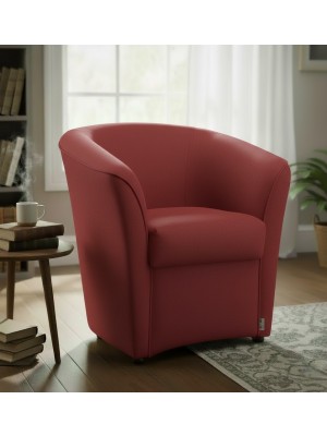 Vista ambientata Poltrona pozzetto in Tessuto colore Bordeaux made in italy Totò Piccinni