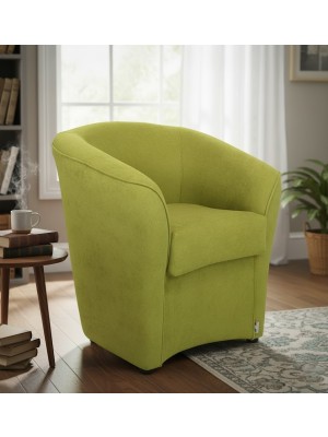 Vista ambientata poltrona design moderno in Tessuto colore Verde made in italy modello a Pozzetto Totò Piccinni