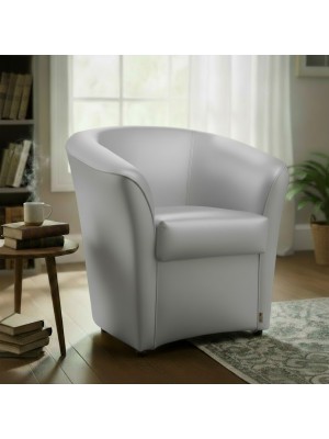 vista ambientata Poltrona Poltroncina a POZZETTO Ecopelle, artigianale Made in Italy Argento Totò Piccinni