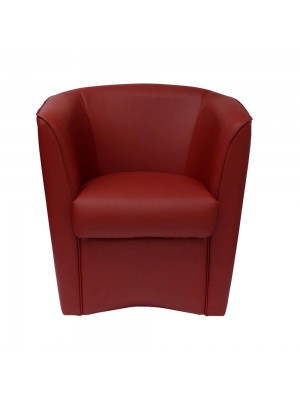 vista frontale Poltrona Poltroncina a POZZETTO Ecopelle, artigianale Made in Italy bordeaux Totò Piccinni