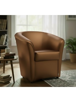 vista ambientata Poltrona Poltroncina a POZZETTO Ecopelle, artigianale Made in Italy bronzo Totò Piccinni