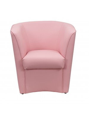 vista frontale Poltrona Poltroncina a POZZETTO Ecopelle, artigianale Made in Italy Rosa Totò Piccinni