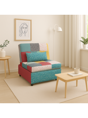 Poltrona Pouf Prestodormo pronto letto con Cuscino (Patchwork, Senza Braccioli)