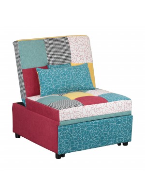 Poltrona letto in Tessuto colore Patchwork senza braccioli modello Prestodormo Totò Piccinni