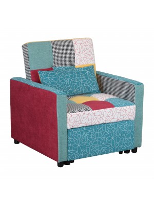 Poltrona letto in Tessuto colore Patchwork con braccioli modello Prestodormo Totò Piccinni