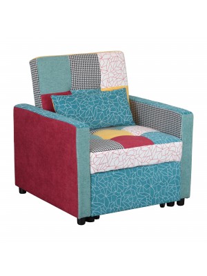 Poltrona Pouf Prestodormo pronto letto con Cuscino (Patchwork, Con Braccioli)