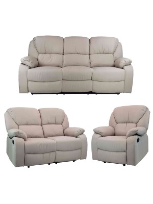 Set Divano 2 o 3 posti, Poltrona Relax Calipso (Tessuto Beige, Set Completo)