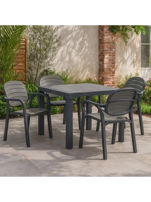 Vista ambientata Set da giardino con 4 poltroncine colore "Antracite/Antracite" in Polipropilene modello Nadia Totò Piccinni