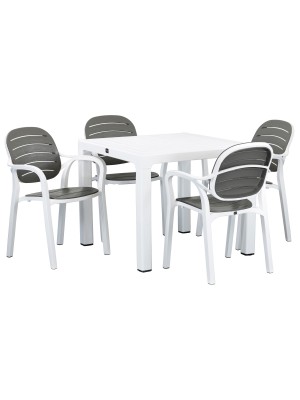 Set da giardino con 4 poltroncine colore "Bianco-Marrone/Bianco" in Polipropilene modello Nadia Totò Piccinni