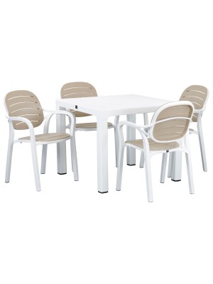 Set da giardino con 4 poltroncine colore "Bianco/Bianco" in Polipropilene modello Nadia Totò Piccinni
