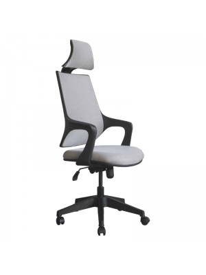 Sedia Ufficio RECIFE girevole 360°,con rotelle, altezza e schienale regolabile (Grigio Chiaro)