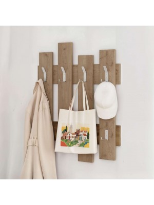 Vista ambientato Appendiabiti in legno colore Rovere con 8 ganci modello Fence Totò Piccinni