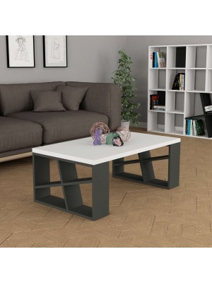 Tavolino da Salotto 105X60 in Legno - RICHARD (Bianco/Antracite)