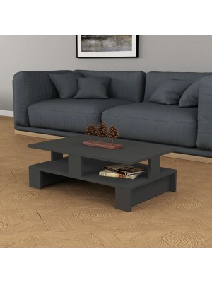 tavolino da salotto antracite in legno con doppio ripiano