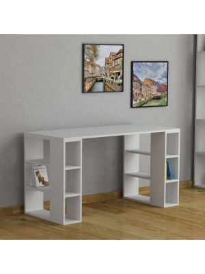 Scrivania da ufficio 140x60 cm in legno - CUBI (Bianco)