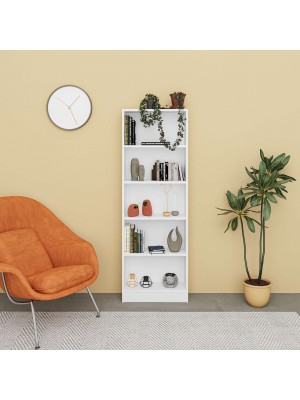 Vista frontale Libreria in legno con 5 vani colore Bianco modello Tokyo Totò Piccinni