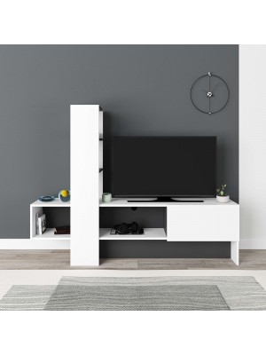 Porta TV moderno TORONTO con 1 Anta (Bianco/Antracite)