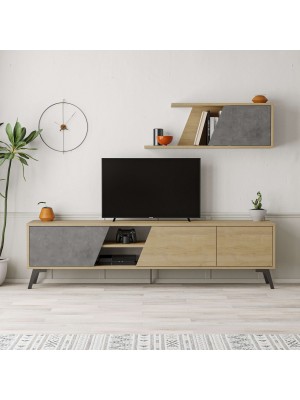 Parete TV con 3 ante e 2 vani con pensile modello LOFT Totò Piccinni