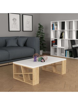 Tavolino da Salotto 105X60 in Legno - RICHARD (Bianco/Naturale)