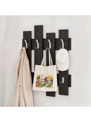 Vista ambientata Appendiabiti in legno colore Nero Legno con 8 ganci modello Fence Totò Piccinni