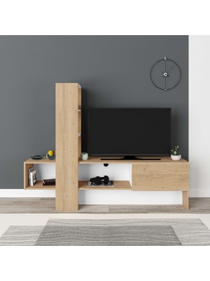 Porta TV moderno TORONTO con 1 Anta (Naturale/Bianco)