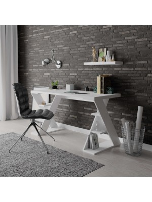 Scrivania da ufficio 137x60 cm in legno - PAPILLON (Bianco)