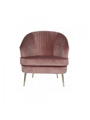 Poltroncina in Velluto imbottita colore Rosa con gambe in metallo modello Gexy Totò Piccinni