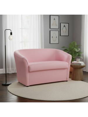 Vista ambientata divano a pozzetto 2 posti ecopelle rosa Totò Piccinni