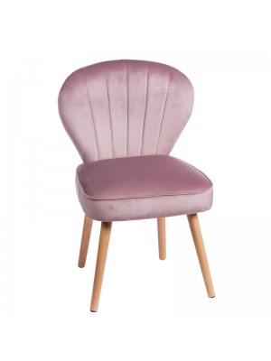 Poltrona in Velluto imbottita colore Rosa con gambe in legno modello Jarron Totò Piccinni