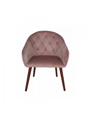 Poltrona in Velluto imbottita colore Rosa con gambe in legno modello Darv Totò Piccinni