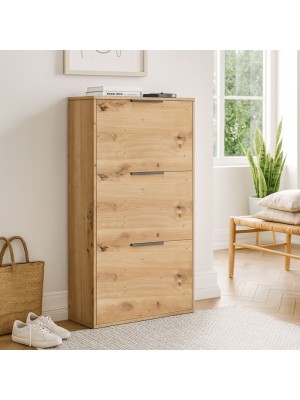 Vista ambientata Scarpiera salvaspazio colore Rovere Artisan con doppio profondità Totò Piccinni