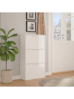 Vista ambientata Scarpiera salvaspazio colore Bianco Lucido con doppio profondità Totò Piccinni