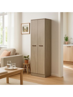 Vista ambientata Mobile Portascope in legno colore Argilla con 2 ante e vani laterali modello Gabriella Totò Piccinni