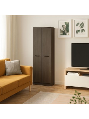 Vista ambientata Mobile Portascope in legno colore Fango con 2 ante e vani laterali modello Gabriella Totò Piccinni