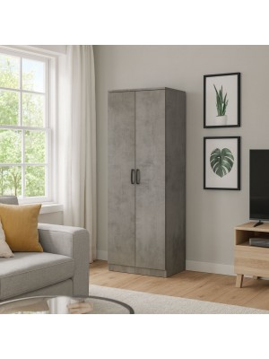 Vista ambientata Scarpiera in Legno colore Cemento con ripiani e 2 ante modello Gabriella Totò Piccinni