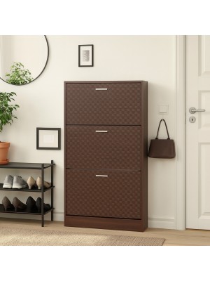 Vista ambientata Scarpiera Salvaspazio in legno colore Arte Povera 3 ante con doppio scompartimento Totò Piccinni