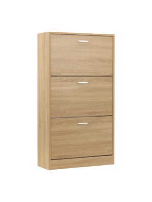 Scarpiera in Legno con ante a ribalta salvaspazio con doppio scompartimento (Rovere 3 Ante Art.101)