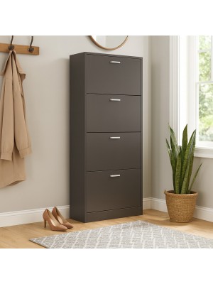 Vista ambientata Scarpiera in legno colore Grigio Sabbia 4 ante con doppio scompartimento Totò Piccinni