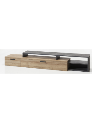mobile porta tv moderno rovere/grigio antracite vista diagonale 