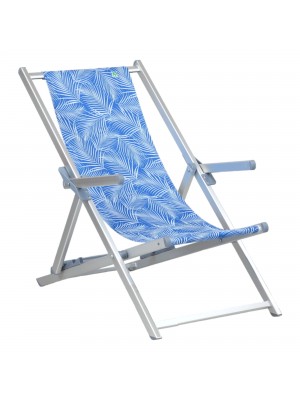 Sedia sdraio in alluminio colore "Tropical Blu" con braccioli modello Salento Totò Piccinni