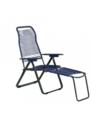 Sdraio cordonata colore Blu con 6 posizioni e poggiapiedi made in italy modello String Totò Piccinni