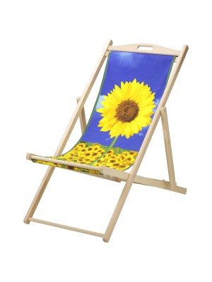 sedia sdraio da giardino pieghevole in legno girasole fantasia 