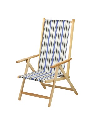 Sedia Sdraio mare POSITANO struttura in Legno e tela richiudibile salvaspazio (Blu / Nero / Celeste)