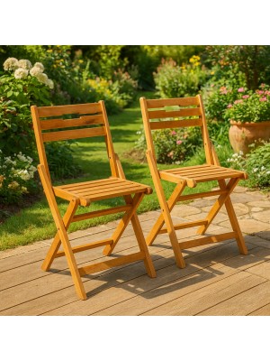 Vista ambientata Sedia pieghevole in legno D'Acacia per esterno da giardino Totò Piccinni