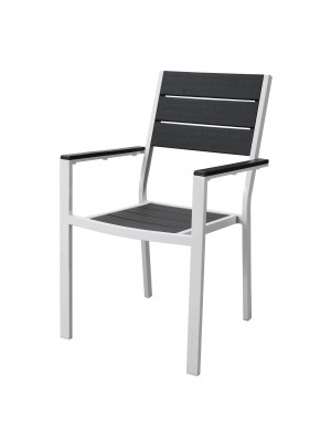 Sedia MESSICO con Braccioli con struttura in metallo, seduta e schienale in polietilene effetto legno (Grafite)