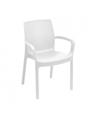 Sedia in Polipropilene colore Bianco design impilabile con braccioli modello Regina Totò Piccinni